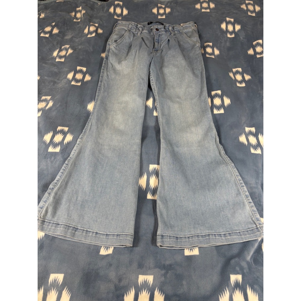 Hollister High Rise Flare Light Wash Soft Stretch Jeans 15S W32 L29 Retro Style